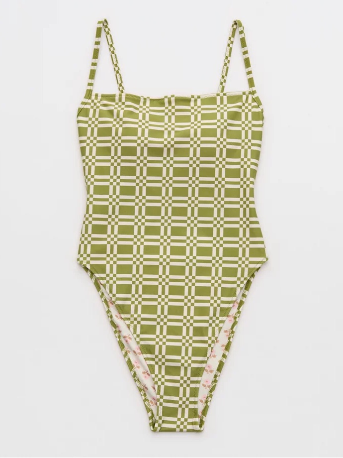 Aerie High Cut One-Piece Swimsuit In Palm